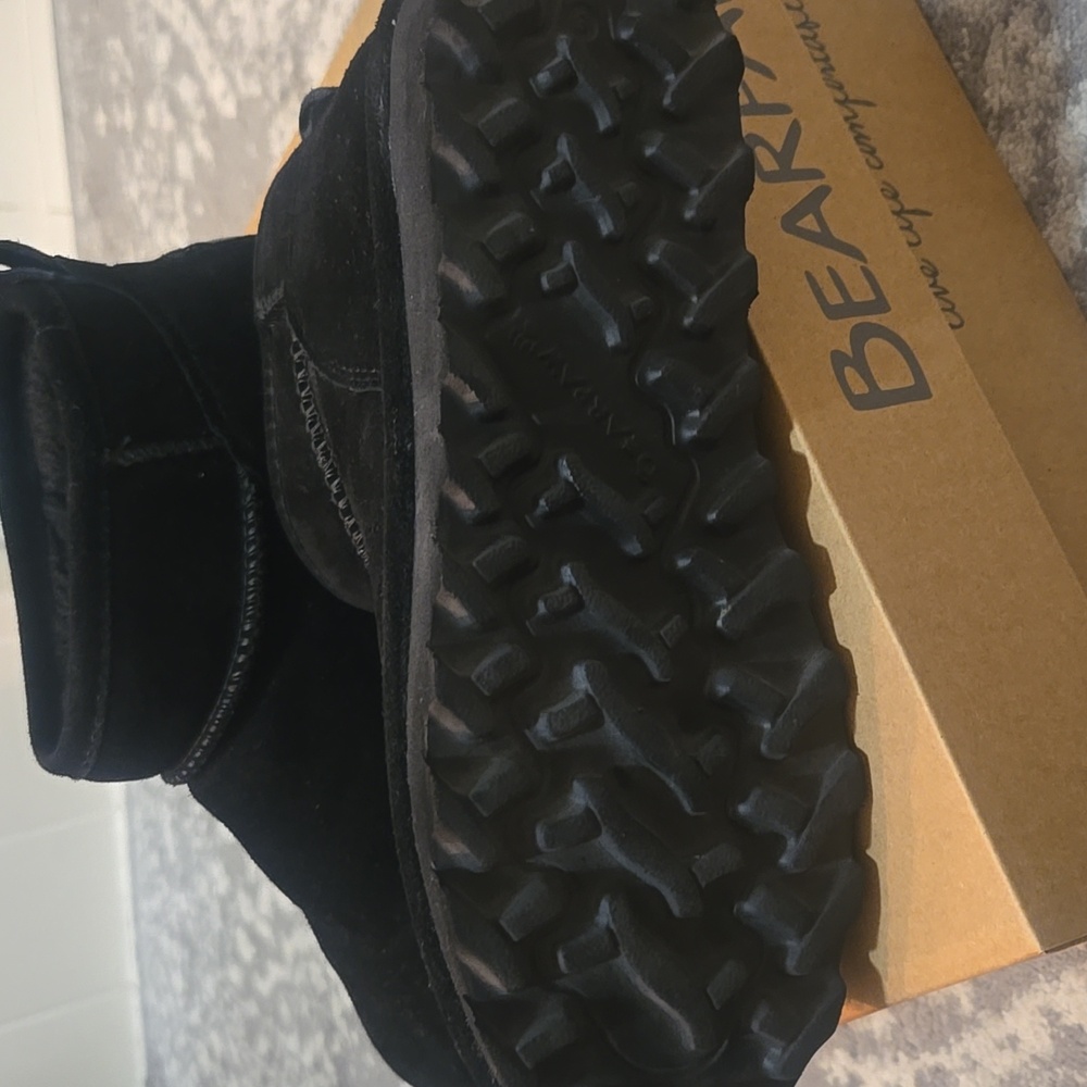 BearPaw Black Suede Slip-On Ankle Boots - Picture 2 of 4